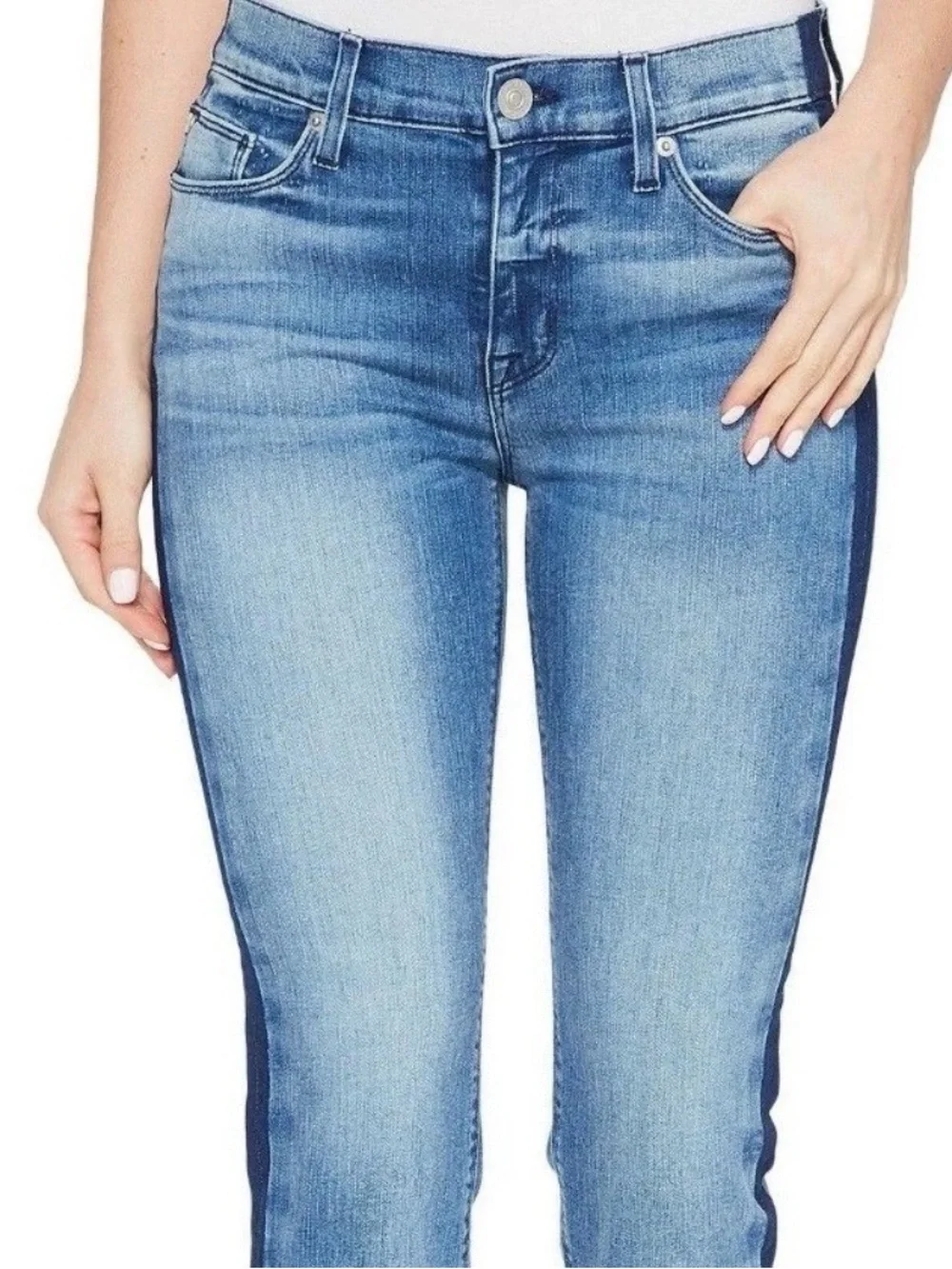 HUDSON Tilda Crop Cigarette Jeans Side Stripe Raw Hem Mid Rise Stretch Size 26